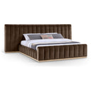 Meridian Amara Brown Velvet King Bed IMAGE 1