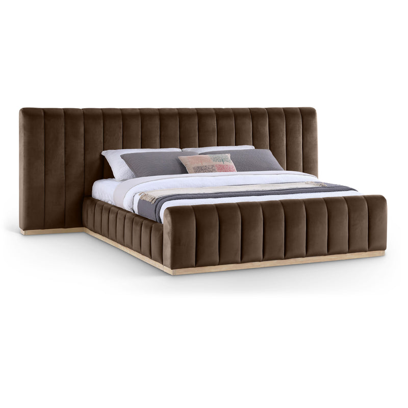 Meridian Amara Brown Velvet King Bed IMAGE 1