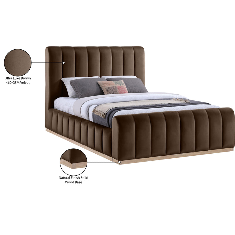 Meridian Amara Brown Velvet Queen Bed IMAGE 10