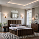 Meridian Amara Brown Velvet Queen Bed IMAGE 2