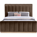 Meridian Amara Brown Velvet Queen Bed IMAGE 3