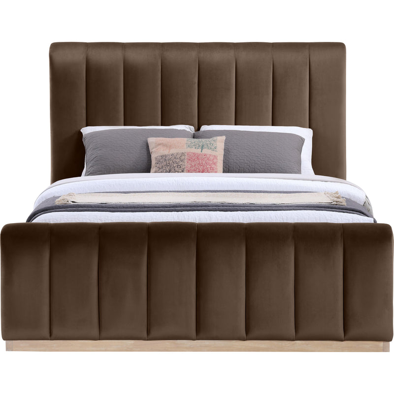 Meridian Amara Brown Velvet Queen Bed IMAGE 3