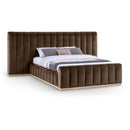 Meridian Amara Brown Velvet Queen Bed IMAGE 1