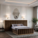 Meridian Amara Brown Velvet Queen Bed IMAGE 2