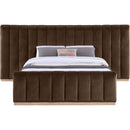 Meridian Amara Brown Velvet Queen Bed IMAGE 3