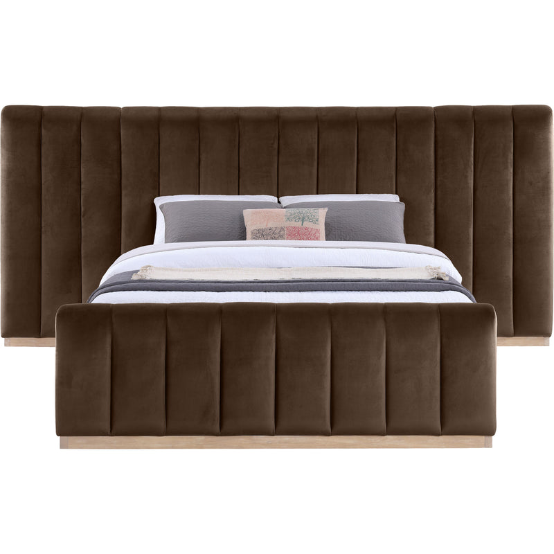 Meridian Amara Brown Velvet Queen Bed IMAGE 3