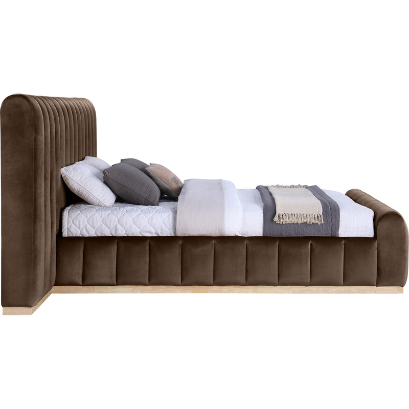 Meridian Amara Brown Velvet Queen Bed IMAGE 4