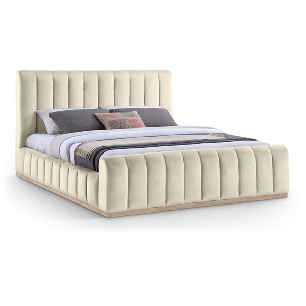 Meridian Amara Cream Velvet King Bed IMAGE 1