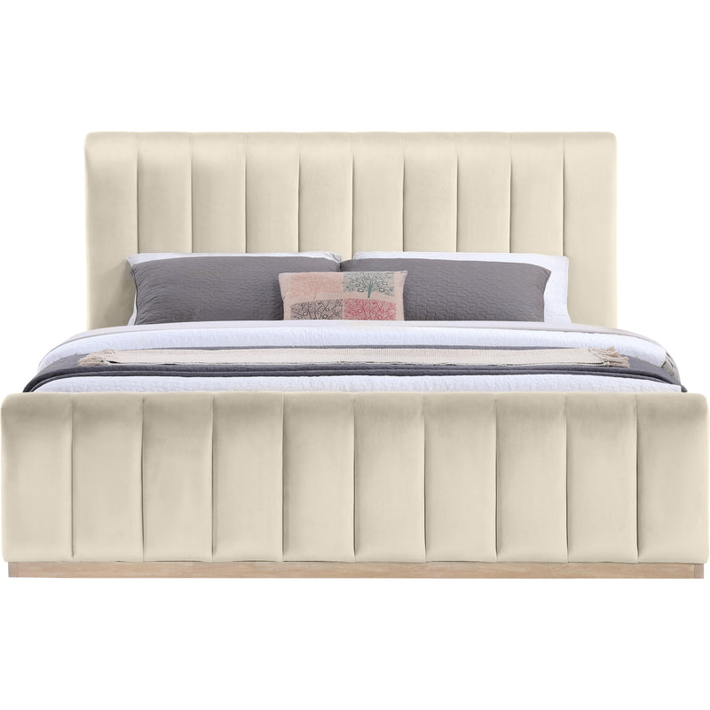 Meridian Amara Cream Velvet King Bed IMAGE 3