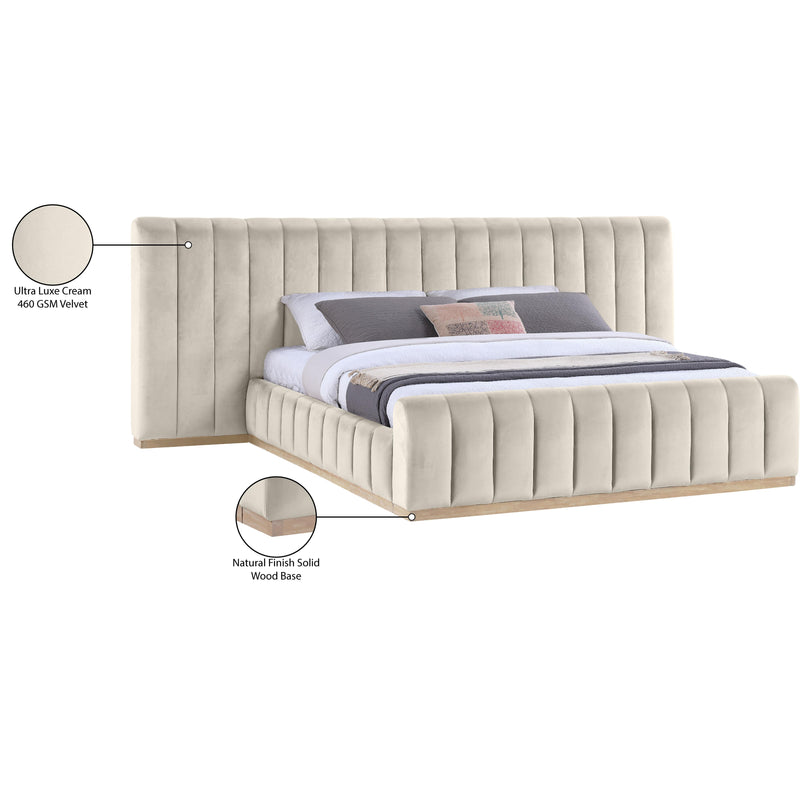 Meridian Amara Cream Velvet King Bed IMAGE 10