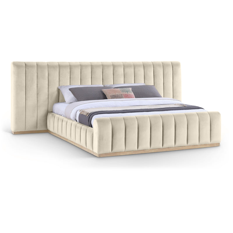 Meridian Amara Cream Velvet King Bed IMAGE 1
