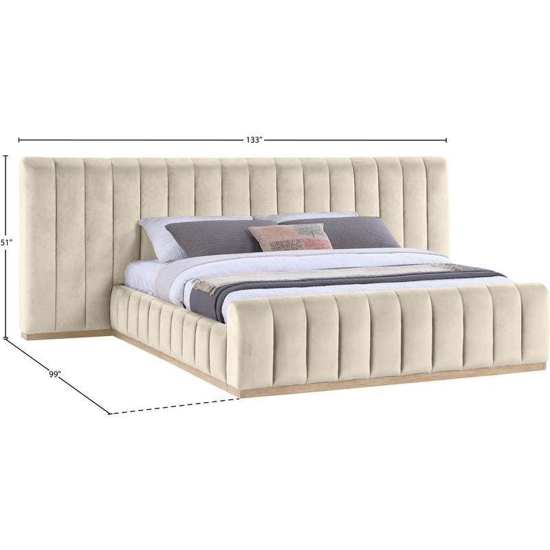 Meridian Amara Cream Velvet King Bed IMAGE 9