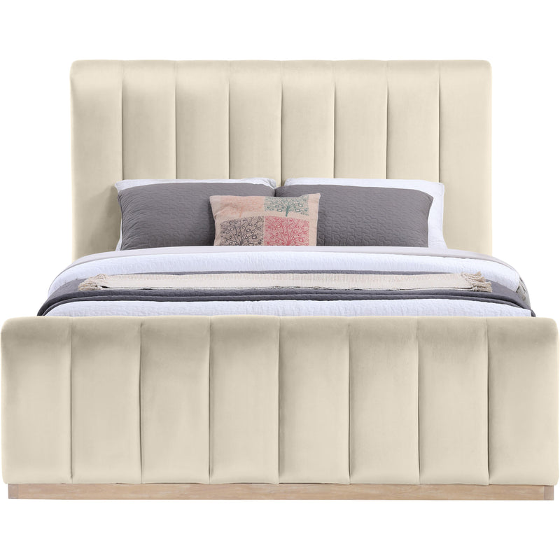 Meridian Amara Cream Velvet Queen Bed IMAGE 3