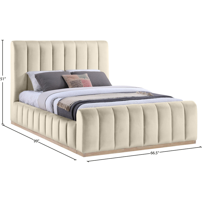 Meridian Amara Cream Velvet Queen Bed IMAGE 9