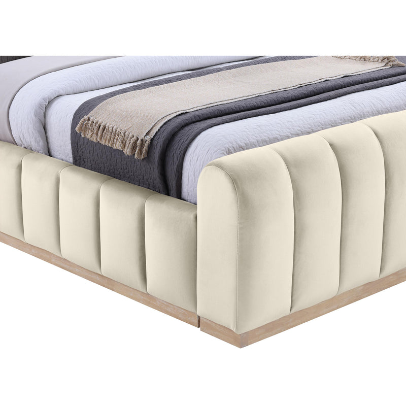 Meridian Amara Cream Velvet Queen Bed IMAGE 6
