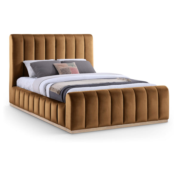 Meridian Amara Saddle Velvet Queen Bed IMAGE 1