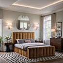 Meridian Amara Saddle Velvet Queen Bed IMAGE 2