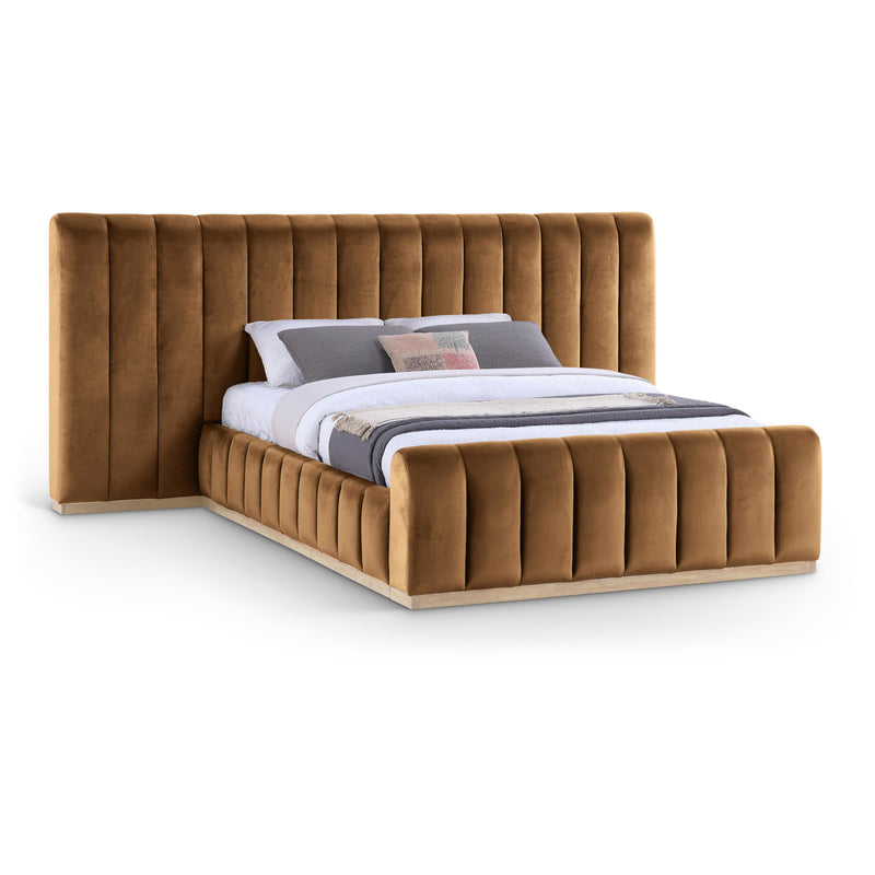Meridian Amara Saddle Velvet Queen Bed IMAGE 1