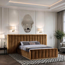 Meridian Amara Saddle Velvet Queen Bed IMAGE 2