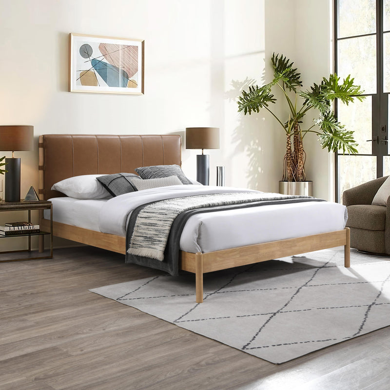 Meridian Asher Cognac Vegan Leather Full Bed (3 Boxes) IMAGE 2