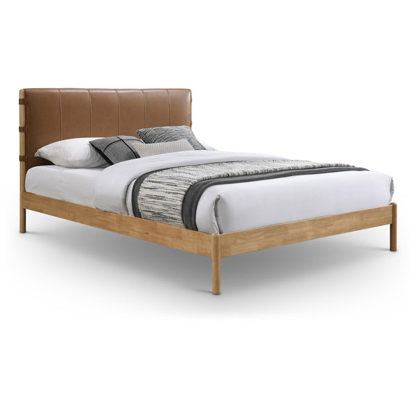 Meridian Asher Cognac Vegan Leather Queen Bed (3 Boxes) IMAGE 1