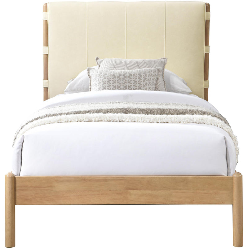 Meridian Asher Cream Vegan Leather Twin Bed (3 Boxes) IMAGE 3
