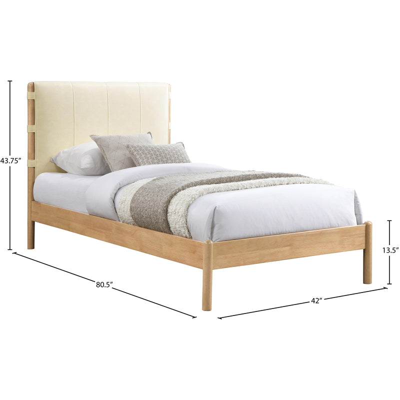 Meridian Asher Cream Vegan Leather Twin Bed (3 Boxes) IMAGE 7