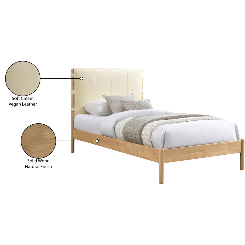 Meridian Asher Cream Vegan Leather Twin Bed (3 Boxes) IMAGE 8