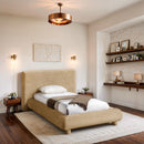  Meridian Blair Beige Chenille Fabric Upholstered Twin Bed IMAGE 2