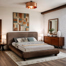  Meridian Blair Brown Chenille Fabric Upholstered Queen Bed IMAGE 2