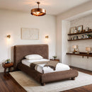  Meridian Blair Brown Chenille Fabric Upholstered Twin Bed IMAGE 2