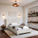  Meridian Blair Cream Chenille Fabric Upholstered Twin Bed IMAGE 2