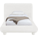  Meridian Blair Cream Chenille Fabric Upholstered Twin Bed IMAGE 3
