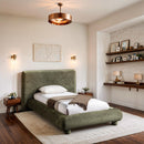  Meridian Blair Green Chenille Fabric Upholstered Twin Bed IMAGE 2