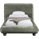  Meridian Blair Green Chenille Fabric Upholstered Twin Bed IMAGE 3