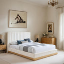 Meridian Emmet Cream Chenille Fabric King Bed (3 Boxes) IMAGE 2