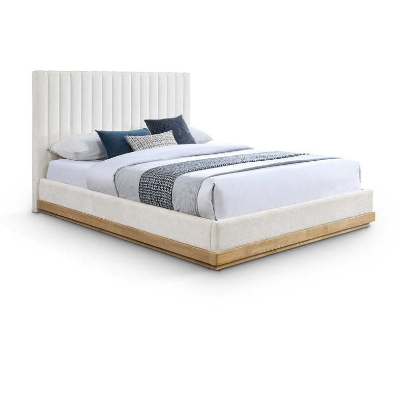 Meridian Emmet Cream Chenille Fabric Queen Bed (3 Boxes) IMAGE 1