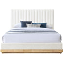 Meridian Emmet Cream Chenille Fabric Queen Bed (3 Boxes) IMAGE 3