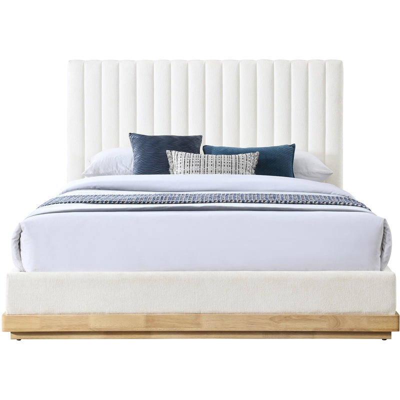 Meridian Emmet Cream Chenille Fabric Queen Bed (3 Boxes) IMAGE 3