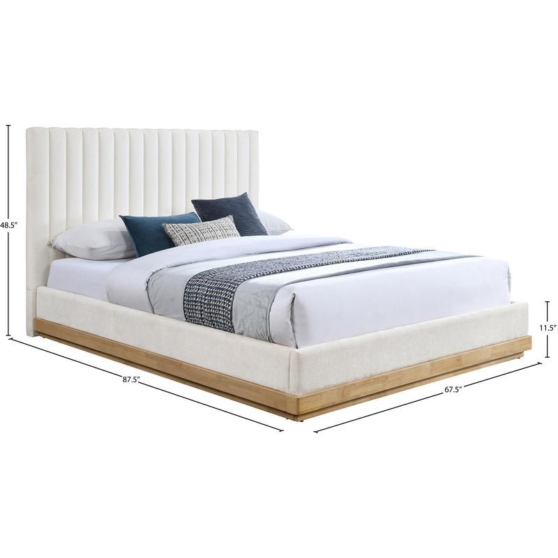 Meridian Emmet Cream Chenille Fabric Queen Bed (3 Boxes) IMAGE 8