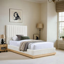 Meridian Emmet Cream Chenille Fabric Twin Bed (3 Boxes) IMAGE 2