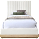 Meridian Emmet Cream Chenille Fabric Twin Bed (3 Boxes) IMAGE 3