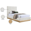 Meridian Emmet Cream Chenille Fabric Twin Bed (3 Boxes) IMAGE 9