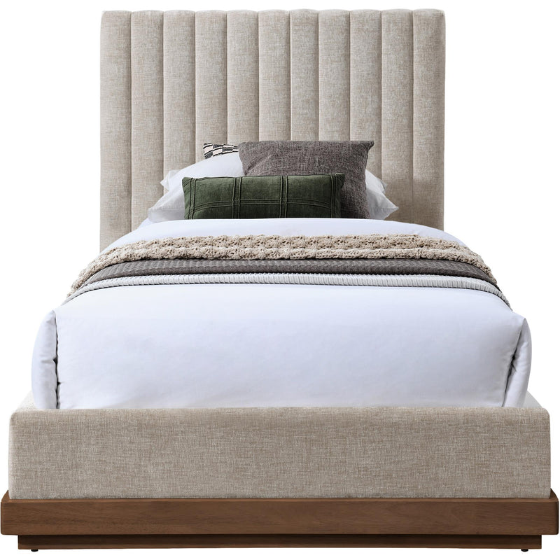 Meridian Emmet Beige Chenille Fabric Twin Bed (3 Boxes) IMAGE 3