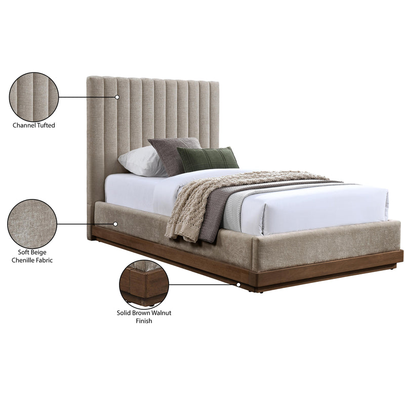 Meridian Emmet Beige Chenille Fabric Twin Bed (3 Boxes) IMAGE 9