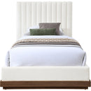 Meridian Emmet Cream Chenille Fabric Twin Bed (3 Boxes) IMAGE 3
