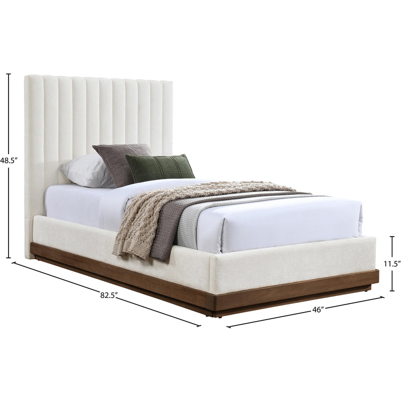 Meridian Emmet Cream Chenille Fabric Twin Bed (3 Boxes) IMAGE 8