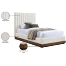 Meridian Emmet Cream Chenille Fabric Twin Bed (3 Boxes) IMAGE 9