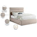 Meridian Adam Beige Linen Textured Fabric Full Bed IMAGE 10