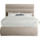 Meridian Adam Beige Linen Textured Fabric Full Bed IMAGE 3